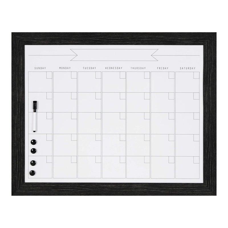 DesignOvation Beatrice Framed Magnetic Dry Erase Monthly Calendar, 23" x 29", Black, Rustic Wall Organizer - Image 2